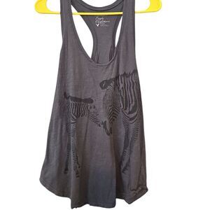 Gray Tank Top with Zebra Print